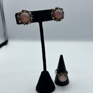 Stunning opal and sapphire adjustable ring and earrings set